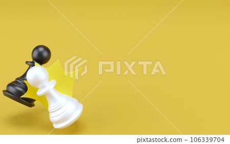 3D Rendering Front View of Many Pawn Chess with Leader in Front of