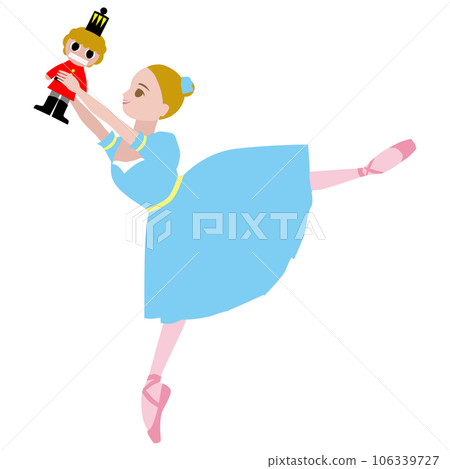一個簡單的芭蕾舞演員的插圖_一個女孩用芭蕾舞胡桃夾子跳舞克拉拉的圖像 106339727
