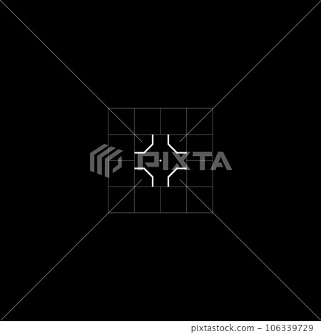 Futuristic GUI rectangle target, cyber aim, sight, HUD reticle with grid, 106339729