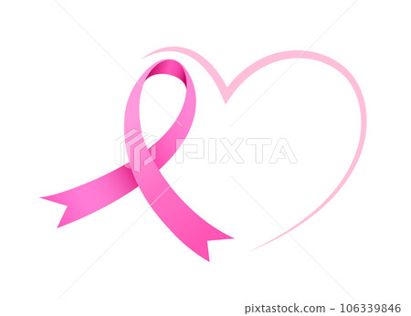 Pink ribbon symbol with heart.  Pink ribbon symbol with heart.  106339846