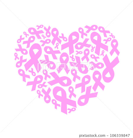 Pink ribbon fill in heart shape. Pink ribbon fill in heart shape. 106339847
