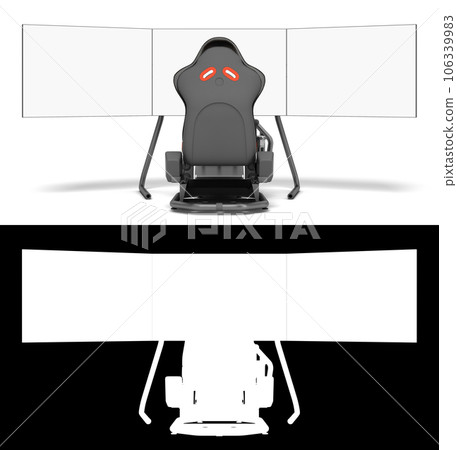 modern car game simulator back view 3d render on white with alpha modern car game simulator back view 3d render on white with alpha 106339983