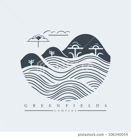 Modern abstract vector logo template of fields and mountains Modern abstract vector logo template of fields and mountains 106340054