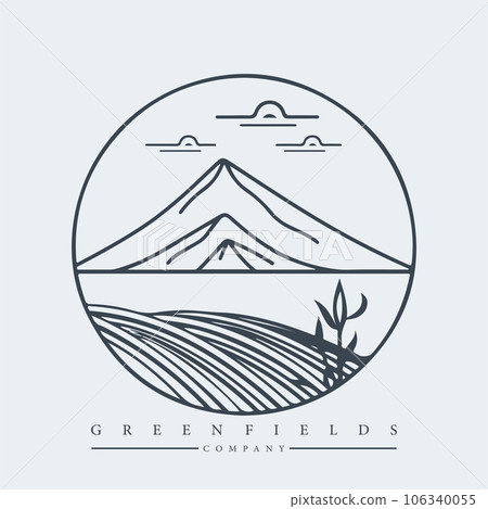 Modern abstract vector logo template of fields and mountains Modern abstract vector logo template of fields and mountains 106340055