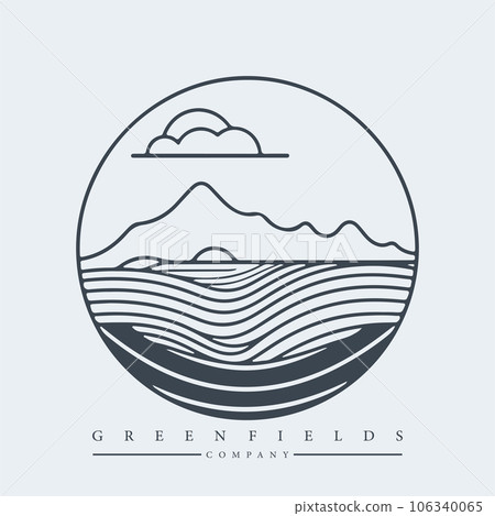Modern abstract vector logo template of fields and mountains Modern abstract vector logo template of fields and mountains 106340065