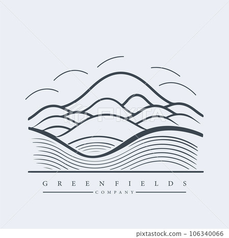 Modern abstract vector logo template of fields and mountains Modern abstract vector logo template of fields and mountains 106340066