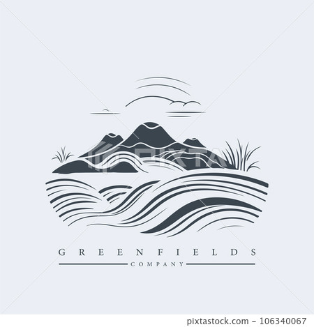Modern abstract vector logo template of fields and mountains 106340067