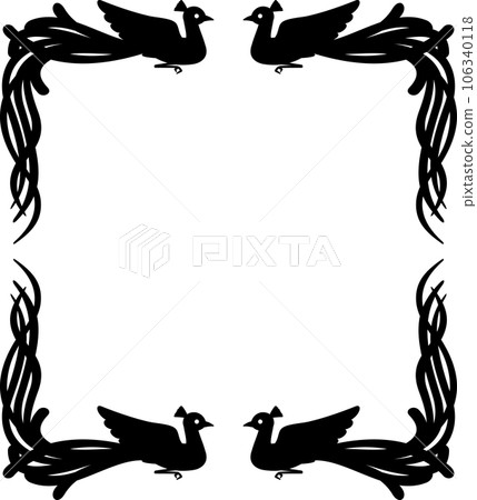 Peacock monochrome frame illustration 106340118