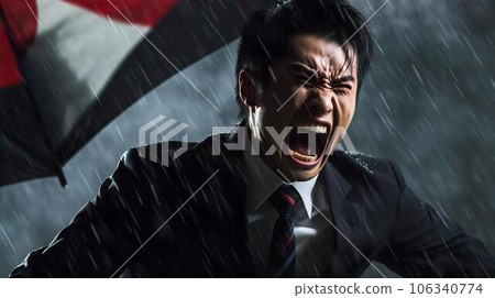 在晚上的雨中,在工作壓力下憤怒尖叫,憤怒的亞洲商人,仇恨,仇恨,怨恨,沮喪,背叛 在晚上的雨中,在工作壓力下憤怒尖叫,憤怒的亞洲商人,仇恨,仇恨,怨恨,沮喪,背叛 106340774