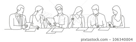 Team work of office employees at desk. 106340804
