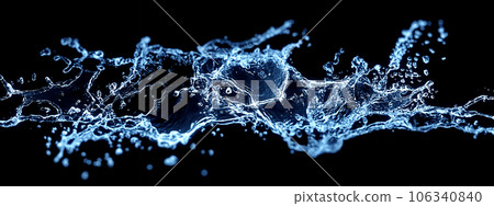 Abstract blue waves and splashes 106340840