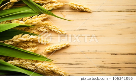 麥穗和稻穗，帶有邊緣 AI 生成圖像的背景材料 106341096