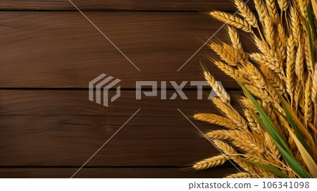 麥穗和稻穗，帶有邊緣 AI 生成圖像的背景材料 106341098