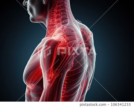 X-ray of a sore shoulder joint with rheumatism. Painful shoulder bone injury trauma 106341233