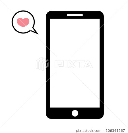帶心形氣球的簡單黑白智能手機的插圖素材 106341267