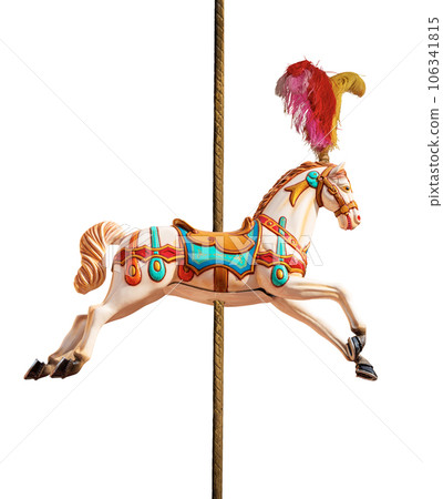 Carousel Horses or Merry-go-round Isolated on White Background 106341815