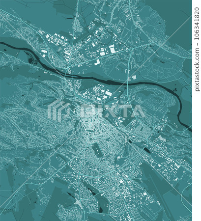 Aqua Chernivtsi map, Ukraine, detailed municipality map, skyline panorama. Decorative graphic tourist map of Chernivtsi territory. Vector illustration. Aqua Chernivtsi map, Ukraine, detailed municipality map, skyline panorama. Decorative graphic tourist map of Chernivtsi territory. Vector illustration. 106341820