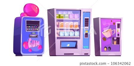 Vending machines with chewing gum, snacks, coffee. 106342062