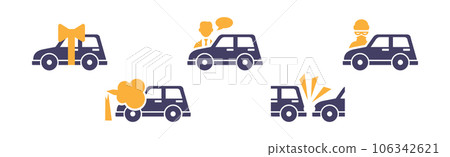 Car Insurance Flat Icons with Motor Vehicle Vector Set Car Insurance Flat Icons with Motor Vehicle Vector Set 106342621