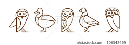 Bird Icon Drawn with Thin Line Vector Set Bird Icon Drawn with Thin Line Vector Set 106342669