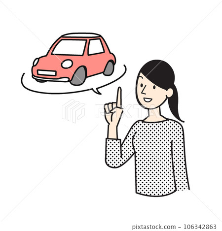 Person simple illustration woman and car 106342863