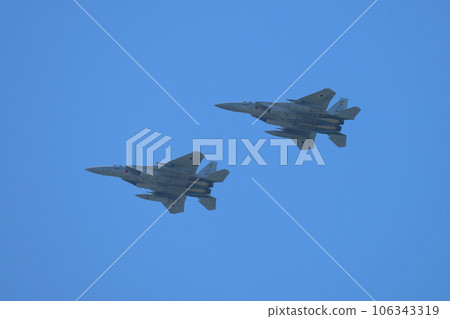 JASDF F-15 Eagle formation flying overhead JASDF F-15 Eagle formation flying overhead 106343319