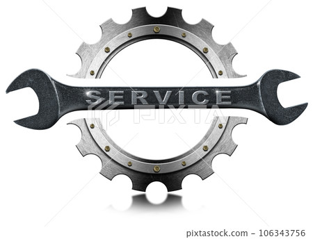 Metal Gear and Stainless Steel Wrench with Text Service 106343756