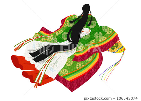 Twelve-layered ceremonial ceremonial ceremonial ceremonial ceremonial kimono, woman in a wife's costume 106345074