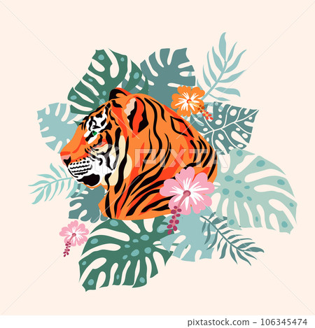 Tiger and leaves 1 106345474