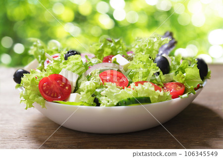plate of salad with fresh vegetables plate of salad with fresh vegetables 106345549