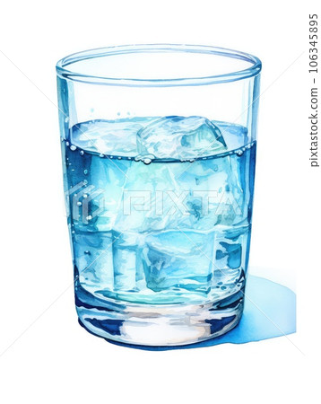 Glass of water watercolor illustration - Generative AI. Glass of water watercolor illustration - Generative AI. 106345895