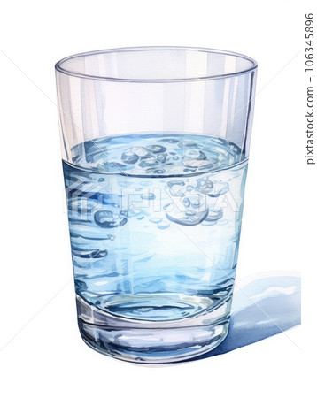 Glass of water watercolor illustration - Generative AI. Glass of water watercolor illustration - Generative AI. 106345896
