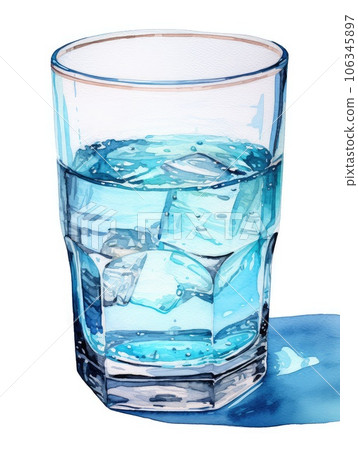 Glass of water watercolor illustration - Generative AI. 106345897