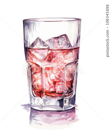 Glass of vodka watercolor illustration - Generative AI. Glass of vodka watercolor illustration - Generative AI. 106345898
