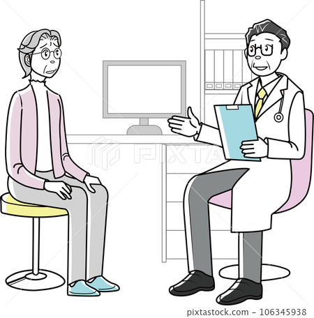 Elderly people receiving a doctor's examination 106345938