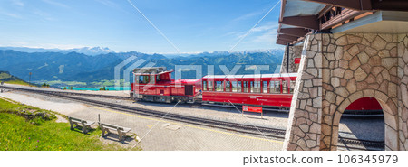 Schafberg cog railway train station Schafbergbahn, Alps, Austria 106345979