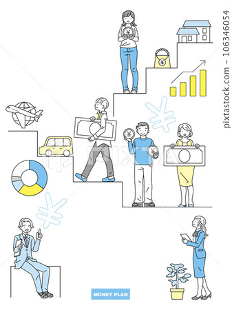金錢和生活計劃的形象 有錢的男人和女人以及男人和女人的解釋 106346054