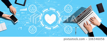 Get more likes concept with people working together Get more likes concept with people working together 106346056