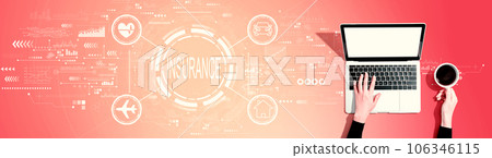 Insurance concept with person using a laptop 106346115