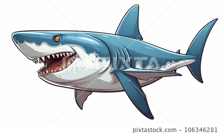 手绘卡通鲨鱼插画 106346281
