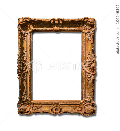 Blank gold frame isolated on white background 106346365