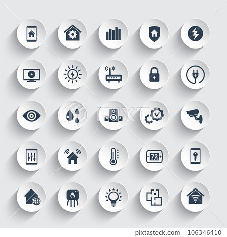 Smart home, house automation system icons set Smart home, house automation system icons set 106346410