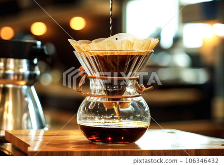 Drip brewing, Barista brewing coffee in coffee shop Drip brewing, Barista brewing coffee in coffee shop 106346432