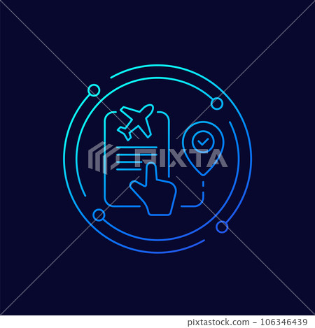 flight booking icon, linear design 106346439