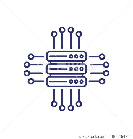 mainframe, server or hosting service line icon mainframe, server or hosting service line icon 106346471