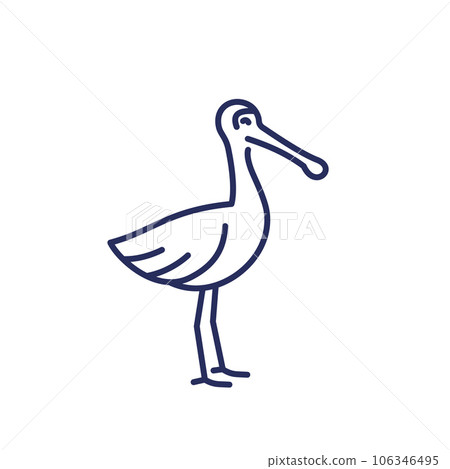 spoonbill line icon on white 106346495