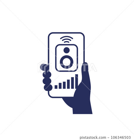 Smart speaker control with a phone icon Smart speaker control with a phone icon 106346503