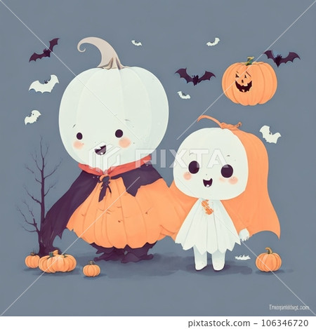 Halloween, witch costume, cute ghost 106346720