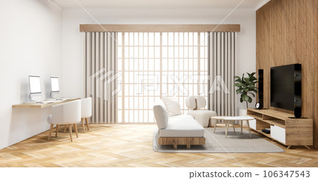 Modern cabinet and armchair sofa on living room japanese. Modern cabinet and armchair sofa on living room japanese. 106347543
