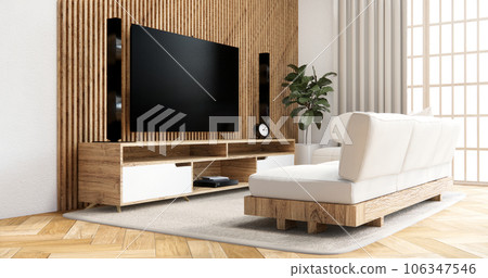 Modern cabinet and armchair sofa on living room japanese. 106347546